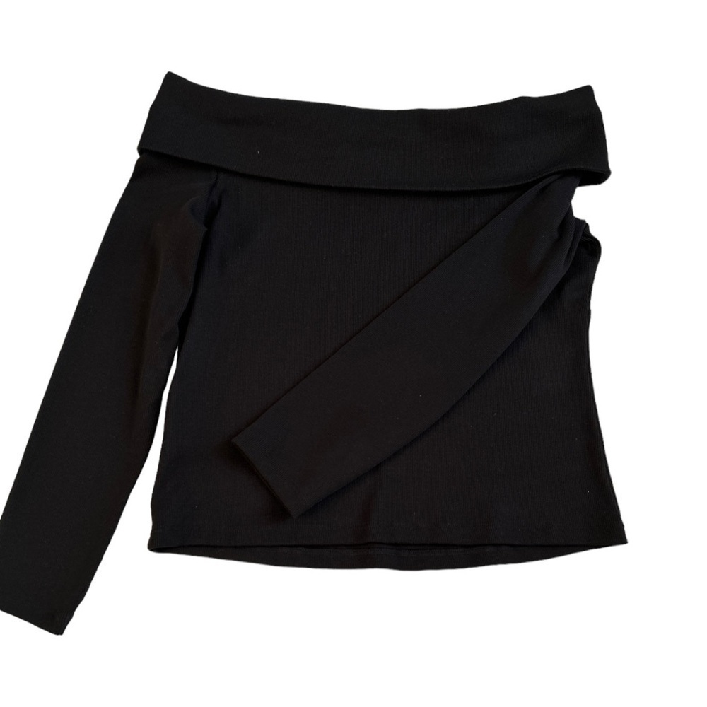 Veronica Beard ✘ NWT Black Off The Shoulder Fawsett Long Sleeve Foldover Top, L - Picture 5 of 8